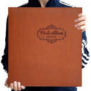 Photo Album Can Hold 3X5, 4X6, 5X7, 6X8, 8X10 Photos, Leather Cover, Magnetic Self-Stick Page, Hand Made DIY Albums (Black, Large) in Kuwait