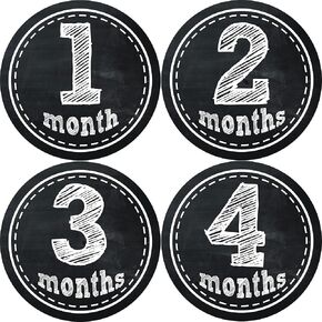 Gender Neutral Monthly Baby Milestone Stickers - Infant Photo Prop for First Year - Shower Gift - Newborn Keepsakes - Unisex Boy or Girl - Chalkboard - Style 155