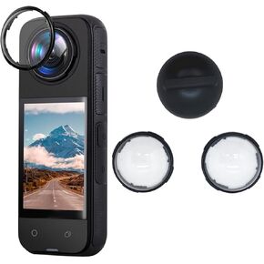 Rotating Lens Guards Compatible for Insta360 X4 Action Camera Lens Protector Frame Protective Cover Cage Removable Waterproof Anti-Scratch Camera Lens Caps Accessories (9H Optical Glass)