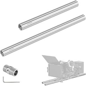 NEEWER Stainless Steel 19mm Support Rod Set, 8"/20cm and 12"/30cm Heavy Duty Rail Rods with Extension Connector for Professional Filmmaking Camcorder, Video Camera, Cinema Camera, SR014