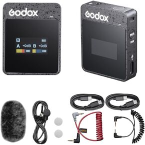 GODOX MoveLink II M1 Wireless Microphone System with 1x Omnidirectional Lavalier Transmitter Microphones,2.4GHz Transmission 100m Operation Range