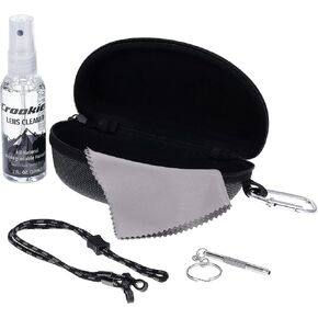 Croakies Eyewear Care Kit with 1(2oz) All Natural VOC Free Lens Cleaner + (1) Hard Case + (1) Microfiber Cloth + (1) Eyewear Retainer + (1) Repair Tool (Grey/Black)