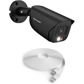 Amcrest 4K (8MP) IP PoE AI Camera, 49ft Color Nightvision, Security Outdoor Bullet Camera, 60ft Cat6E Cable, Human & Vehicle Detection, Active Deterrent, 4K @15fps IP8M-2796EB1-CAT6CABLE100FT1 (Black)