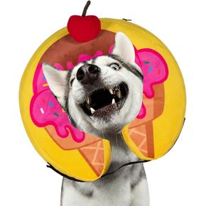 Inflatable Dog Cone Collar (Medium) for After Surgery Care Bundled with Pump and Extra Tube