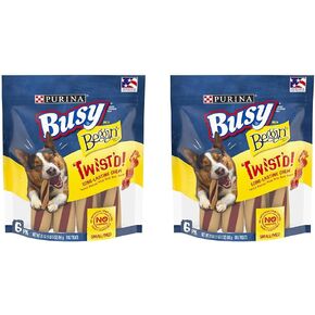 Purina Busy With Beggin' Made in USA Facilities Small/Medium Breed Dog Treats, Twist'd - (4) 6 ct. Pouches