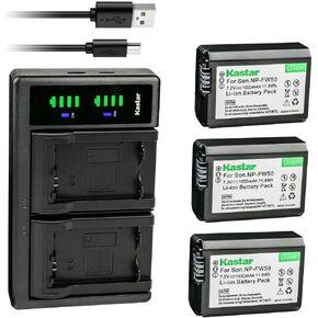 بطارية Kastar NP-FW50 وشاحن USB LTD2 بديل لسوني ألفا α5000، a5000، ILCE-5100، ألفا α5100، a5100، ILCE-6000، ألفا α6000، a6000، ILCE-6100، ألفا α6100، a6100، ILCE-6300 in Kuwait