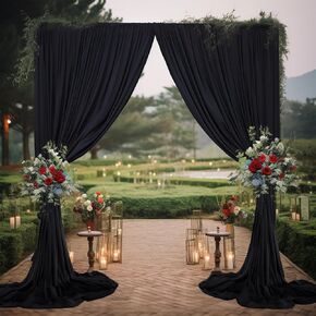 10ft x 10ft Black Backdrop Curtain for Parties Backdrop Drapes for Birthday Photography Bridal Baby Shower Photoshoot 5×10ft 2 Panls