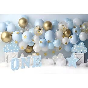 البالونات صور خلفية للصبي حفلة عيد ميلاد 7x5ft النسيج الأولاد كعكة سحق خلفية سنة واحدة خلفية عيد ميلاد الطفل خلفية زرقاء لعيد الميلاد الأول صبي الطفل 1 عيد ميلاد حزب الديكور in Kuwait