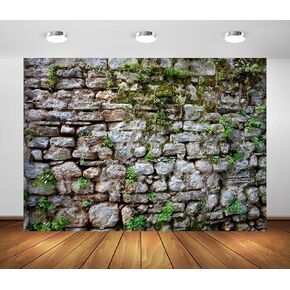 BELECO 5x3ft Fabric Vintage Brick Stone Wall Backdrop for Photography Overgrown Wall Ancient Rock Wall Textured Background Medieval Castle Stone Wall for Party Decorations Studio Booth Photo Props