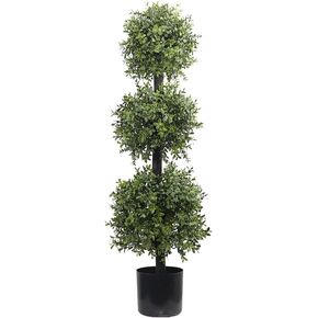 LEUNG GROUP 4ft Boxwood Ball Shape Artificial Topiary Tree Porch Decor, Outdoor Plants 2Pack