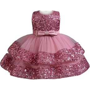 Miipat Baby Girl Pageant Dress Sequins Princess Dress Toddler Flower Wedding Birthday Party Gown Dresses 12 Months-4 Years