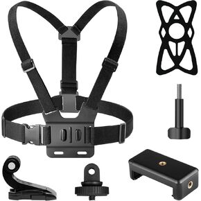 AKASO Adjustable Chest Strap Action Camera Accessories Kit for GoPro Hero 12 11 10 9 EK7000/EK7000 Pro/Brave 4/Brave 4 Pro/Brave 7 LE/Brave 7/Brave 8 Action Cameras and Smartphones