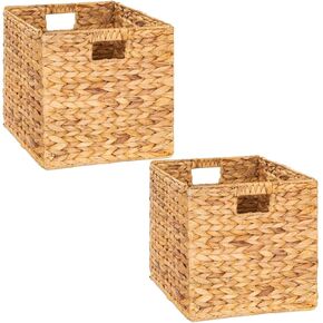 M4DECOR 10.5x10.5in Wicker storage basket, wicker storage baskets for shelves, large wicker baskets for storage, wicker cube storage bins for Bedroom, Living Room, Nursery Room (4 packs 10.5x10.5in)