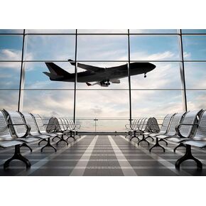 RUINI Airport Terminal Backdrop Airplane Departure Airport Lounge Photography Backdrop 7x5FT