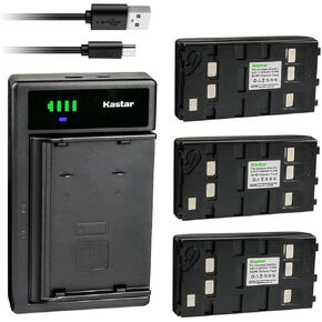Kastar 3-Pack Battery and Smart USB Charger Compatible with Sony CCD-FTX Series CCD-FX200E CCD-FX210 CCD-FX230 CCD-FX240 CCD-FX280E CCD-FX3 CCD-FX300 CCD-FX300E CCD-FX310 CCD-FX311 CCD-FX320 CCD-FX330