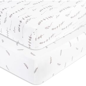 Pack n Play Playard Sheet | Portable Crib Sheet Set 2 Pack Black and White Abstract Stripes and Dots by Ely's & Co in Kuwait