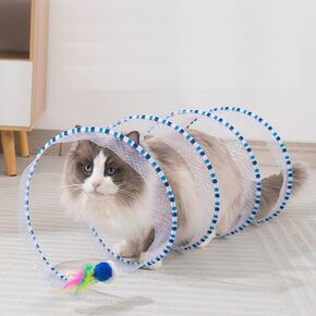 Cat Tunnel for Indoor Cats Folded Cat Tunnel Spring S-Shape Pet Entertainment Toy for Puppy, Kitty, Kitten, Rabbit (1Pack Yellow)