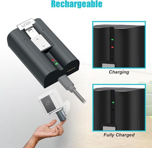 1 حزمة بطارية قابلة لإعادة الشحن بقدرة 6040 مللي أمبير في الساعة متوافقة مع جرس باب الفيديو Ring 2/3/4، وجرس باب الفيديو 3 Plus، وبطارية Stick Up Cam (الجيل الثاني والثالث) وبطارية كاميرا Spotlight in Kuwait