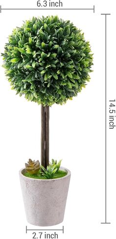 MyGift 12 inch Realistic Artificial Purple Boxwood Topiary Trees, Tabletop Decorative Faux Plants with Gray Plastic Pots, Set of 2 in Saudi Arabia