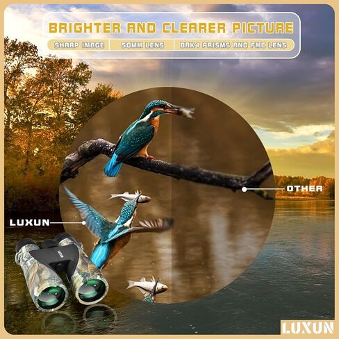 LUXUN 12x50 High Powered Binoculars for Adults with BAK4 Prism, Binoculars with Long Range for Bird Watching Hunting Hiking Travel Cruise Trip,Camouflage Coated in Saudi Arabia