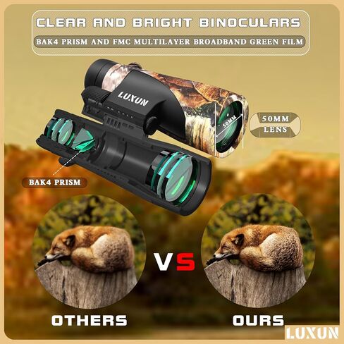 LUXUN 12x50 High Powered Binoculars for Adults with BAK4 Prism, Binoculars with Long Range for Bird Watching Hunting Hiking Travel Cruise Trip,Camouflage Coated in Saudi Arabia