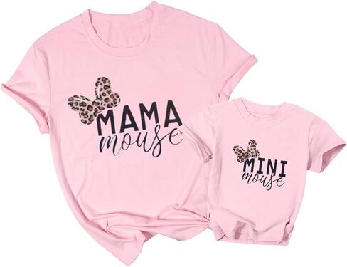 Mommy and Me Matching Shirt Outfit Mama Mini Leopard Love Heart Tshirt Mom Daughter Family Matching Set Clothes in Kuwait