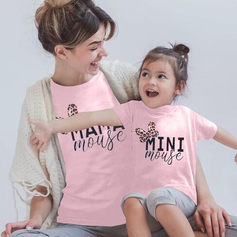 Mommy and Me Matching Shirt Outfit Mama Mini Leopard Love Heart Tshirt Mom Daughter Family Matching Set Clothes in Kuwait