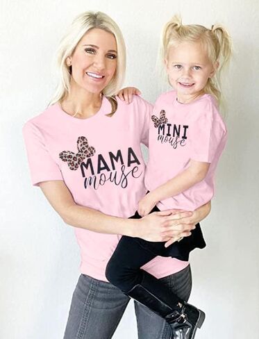 Mommy and Me Matching Shirt Outfit Mama Mini Leopard Love Heart Tshirt Mom Daughter Family Matching Set Clothes in Kuwait