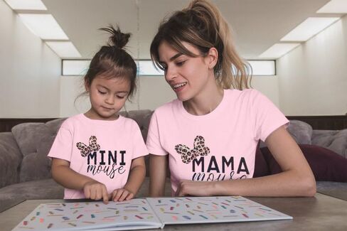 Mommy and Me Matching Shirt Outfit Mama Mini Leopard Love Heart Tshirt Mom Daughter Family Matching Set Clothes in Kuwait