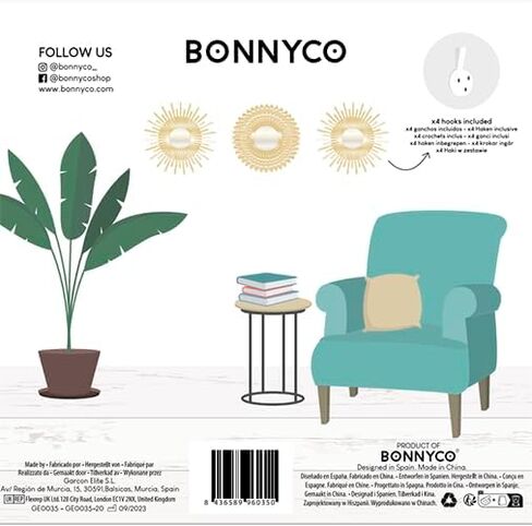 مجموعة مرايا الحائط المزخرفة من BONNYCO مكونة من 3 مرايا زخرفية مثالية للمنزل وغرفة النوم وغرفة المعيشة | مرايا الحائط المستديرة هدايا أصلية للنساء | زينة جدارية in Kuwait