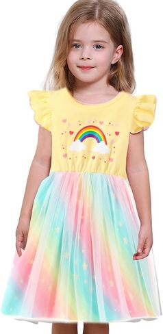 Akyzic Toddler Tulle Dress Unicorn Outfit Birthday Princess Party Girls Summer Causal Tutu Skirts in Saudi Arabia