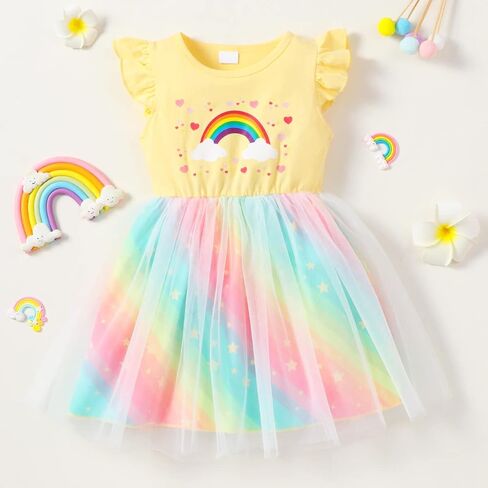 Akyzic Toddler Tulle Dress Unicorn Outfit Birthday Princess Party Girls Summer Causal Tutu Skirts in Saudi Arabia