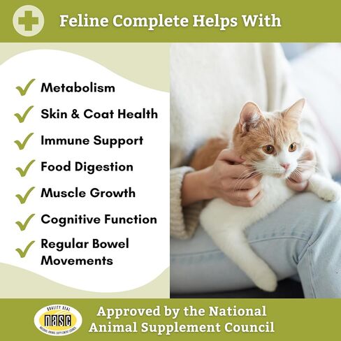 Wholistic Pet Organics Feline Complete: مسحوق الفيتامينات المتعددة للقطط - 8 أونصة - مكملات دعم المناعة للقطط - مضادات الأكسدة - نكهة اليقطين العضوية (اليقطين العضوي، 8 أونصة) in Kuwait