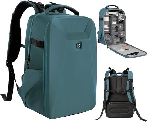 K&F Concept Camera Backpack,Hardshell Photography DSLR Camera Bag with 15-15.6 Inch Laptop Compartment Waterproof Hard Shell Camera Case Compatible for Canon/Nikon/Sony/DJI Mavic Drone in Saudi Arabia