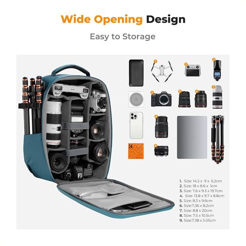 K&F Concept Camera Backpack,Hardshell Photography DSLR Camera Bag with 15-15.6 Inch Laptop Compartment Waterproof Hard Shell Camera Case Compatible for Canon/Nikon/Sony/DJI Mavic Drone in Saudi Arabia