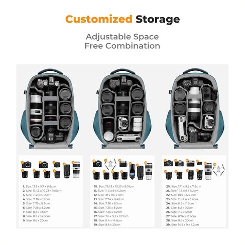 K&F Concept Camera Backpack,Hardshell Photography DSLR Camera Bag with 15-15.6 Inch Laptop Compartment Waterproof Hard Shell Camera Case Compatible for Canon/Nikon/Sony/DJI Mavic Drone in Saudi Arabia