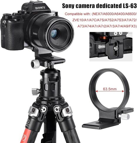 SUNWAYFOTO LS-63 Rotating Collar for a7rv a7riv a7m4 a6500 Mirrorless Cameras,Tripod Mount Ring Lens Support Collar Arca Swiss Plate Mount DSLR Horizontal Vertical Switching in Saudi Arabia