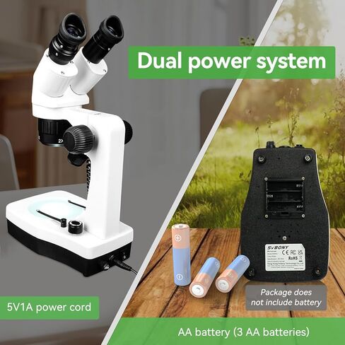 SVBONY SM403 مجهر ستيريو ثنائي العينين للبالغين، مجهر فحص ستيريو مع تكبير 20X 40X 80X، إضاءة LED مزدوجة، حامل ذراع، للصيانة الصناعية للوحة الدوائر الصغيرة in Kuwait