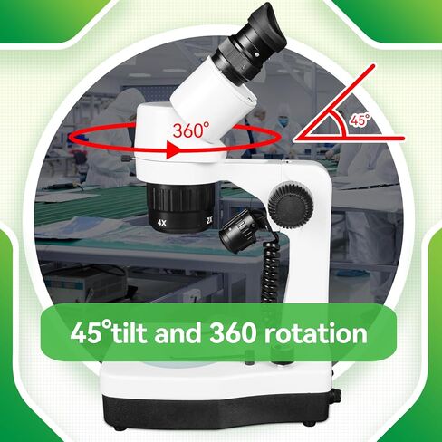 SVBONY SM403 مجهر ستيريو ثنائي العينين للبالغين، مجهر فحص ستيريو مع تكبير 20X 40X 80X، إضاءة LED مزدوجة، حامل ذراع، للصيانة الصناعية للوحة الدوائر الصغيرة in Kuwait