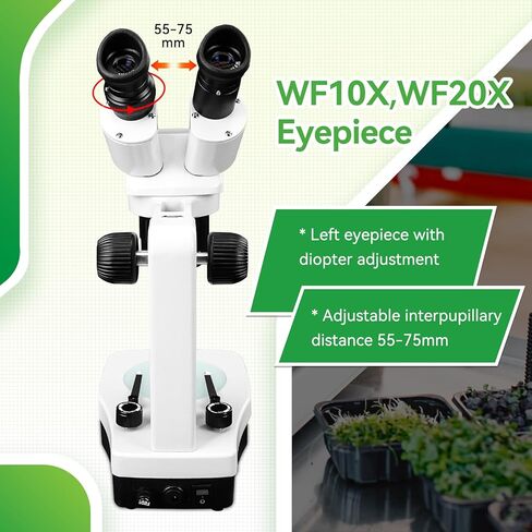 SVBONY SM403 مجهر ستيريو ثنائي العينين للبالغين، مجهر فحص ستيريو مع تكبير 20X 40X 80X، إضاءة LED مزدوجة، حامل ذراع، للصيانة الصناعية للوحة الدوائر الصغيرة in Kuwait