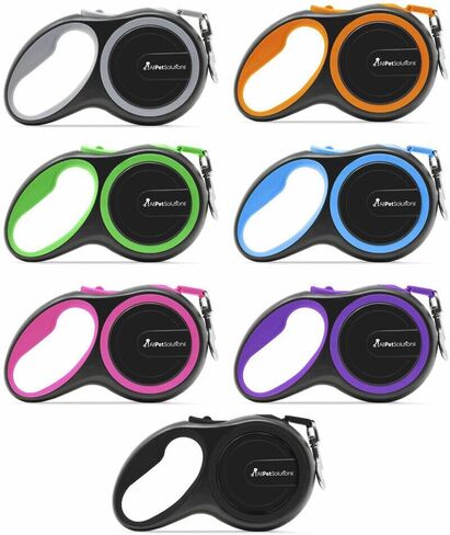 allpetsolutions Retractable Dog Leash Extending Lead - 110 lb Dogs; 26 ft - with Anti-Slip Brake, Release Button, Anti-Twist Lobster Clip, Soft Grip Handle - for Small, Medium, Large Pets - Purple in Saudi Arabia