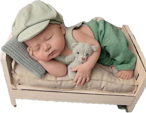 Newborn Boy Photography Outfits Baby Photo Outfit Gentleman Photoshoot Prop Beret Hat Suspender Pant Set Girl in Saudi Arabia