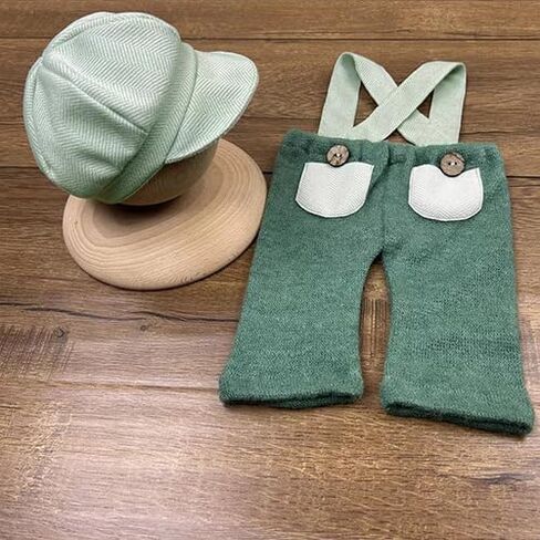 Newborn Boy Photography Outfits Baby Photo Outfit Gentleman Photoshoot Prop Beret Hat Suspender Pant Set Girl in Saudi Arabia