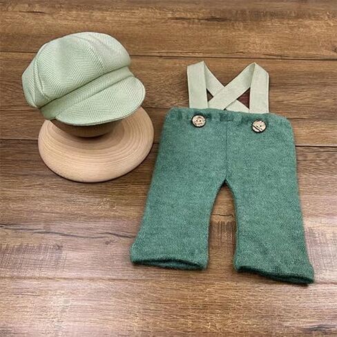 Newborn Boy Photography Outfits Baby Photo Outfit Gentleman Photoshoot Prop Beret Hat Suspender Pant Set Girl in Saudi Arabia