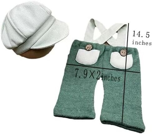 Newborn Boy Photography Outfits Baby Photo Outfit Gentleman Photoshoot Prop Beret Hat Suspender Pant Set Girl in Saudi Arabia