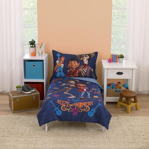 Disney Toy Story It's Play Time Blue, Green, Red, and Yellow, Woody and Buzz 4 Piece Toddler Bed Set - Comforter, Fitted Bottom Sheet, Flat Top Sheet, and Reversible Pillowcase in Saudi Arabia