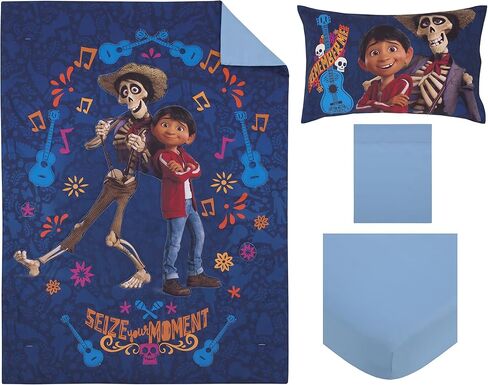 Disney Toy Story It's Play Time Blue, Green, Red, and Yellow, Woody and Buzz 4 Piece Toddler Bed Set - Comforter, Fitted Bottom Sheet, Flat Top Sheet, and Reversible Pillowcase in Saudi Arabia