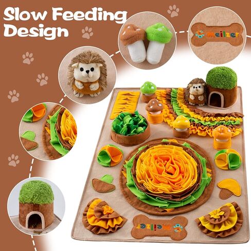 Meilzer Pet Snuffle Mat for Dogs Bunny Puzzle Toy Large Sniffing Mat with Squeaky Dog Interactive Toys Portable Indoor/Outdoor Feeding Mat for Foraging Skills & Encourages Nose-Work in Saudi Arabia