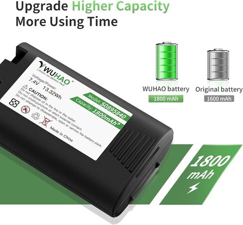 ترقية استبدال بطارية WUHAO لـ DYMO Rhino 5200 [1800 مللي أمبير] لـ DYMO LabelManager 360D Rhino 4200 LabelManager 420P جزء البطارية رقم S0895840 W002856 7.4V in Saudi Arabia