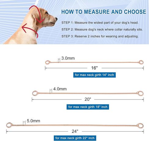 Mogoko Stainless Steel Dog Choke Chain Collar, Puppy Metal Snake Chain Pet Show Slip Collar Choker for Training Walking (Silver;20.0"*4.0mm) in Kuwait